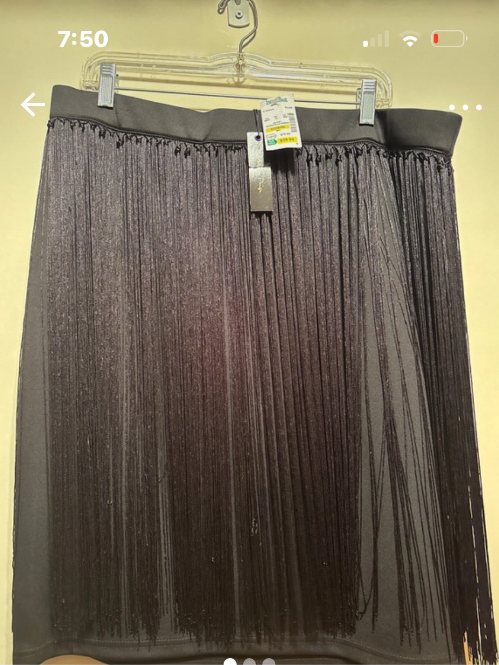 Melissa Paige Black Pleated Fringe A-Line Skirt